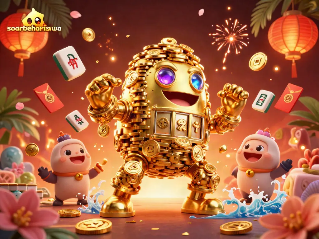 Engage with soarbehaviorwa's thrilling slots experience featuring a dynamic golden golem and rich casino elements.