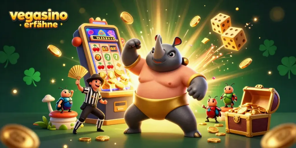 Engage in vegasino erfahrungen with vibrant 3D cartoon casino characters and dynamic gaming elements.