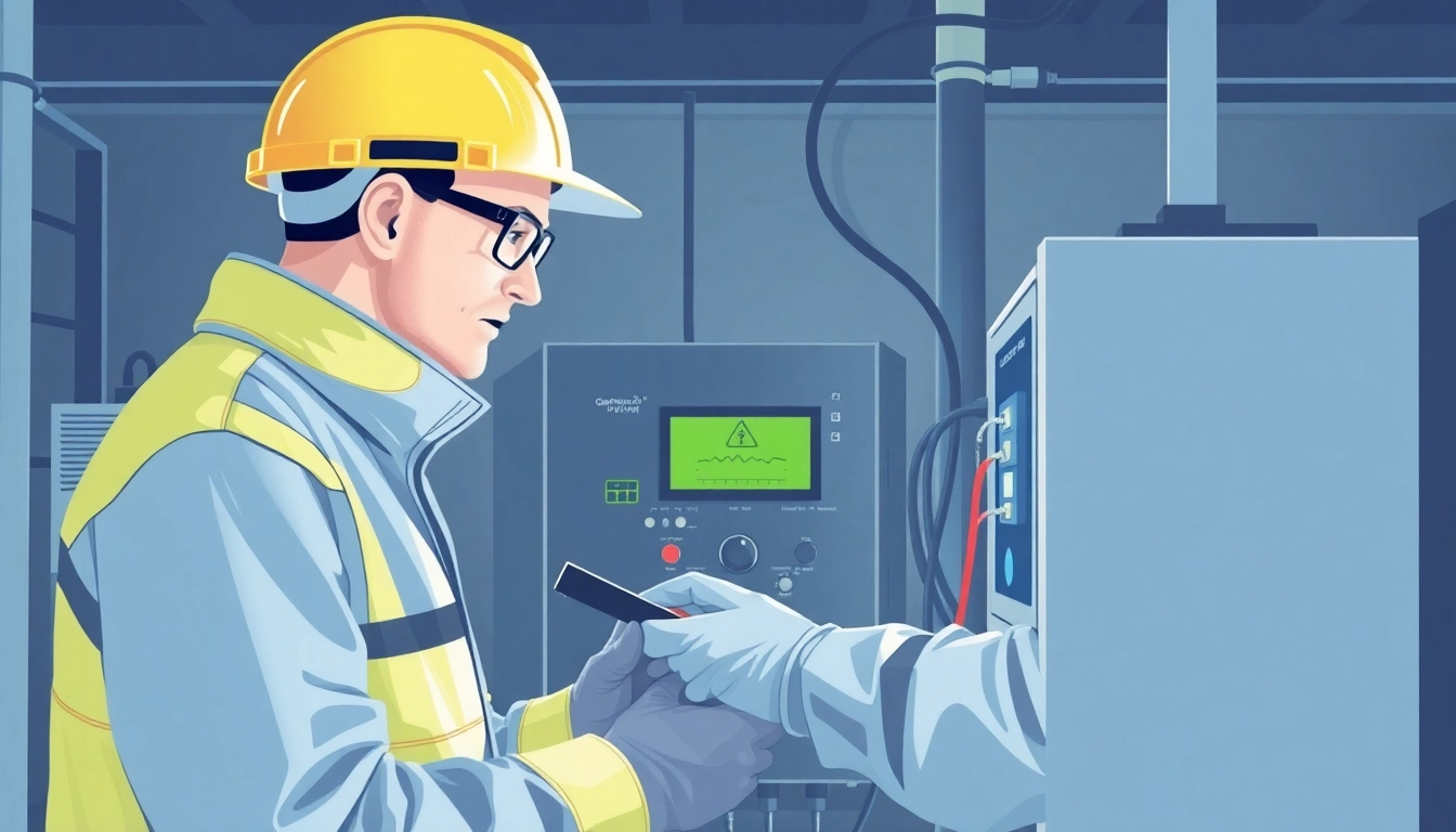 Technician performing a Geräteprüfung on electrical devices with precision and safety in focus.