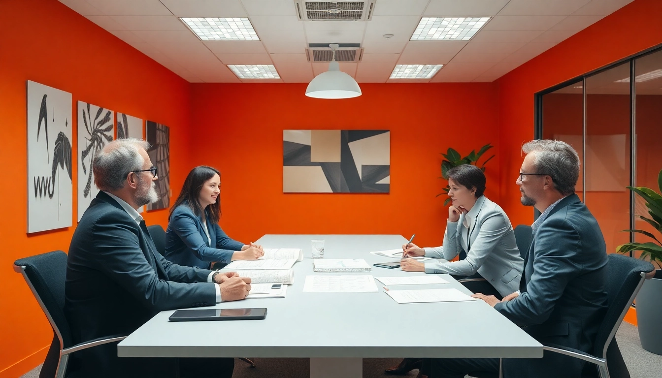 Beratungsunternehmen beraten Kunden strategisch in einem modernen Büro mit kreativer Atmosphäre.