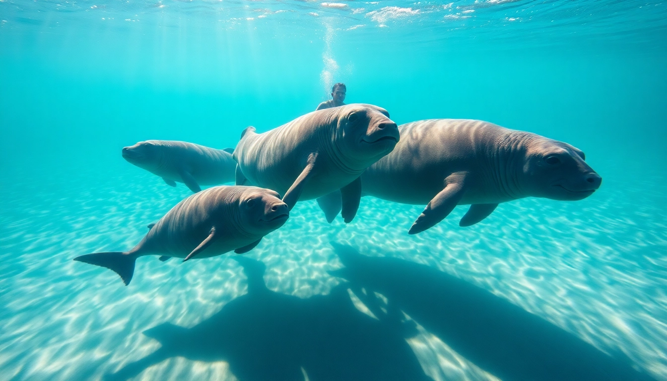 Tauchen Bullenhaie mit majestätischen Haien in klarem Wasser.