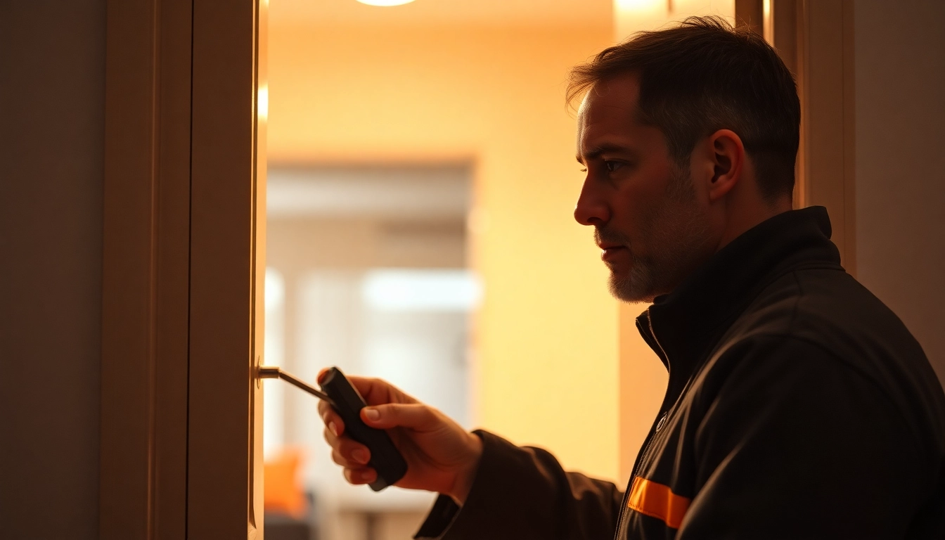Schlüsseldienst Bruchsal - professioneller Techniker bei der beschädigungsfreien Türöffnung.