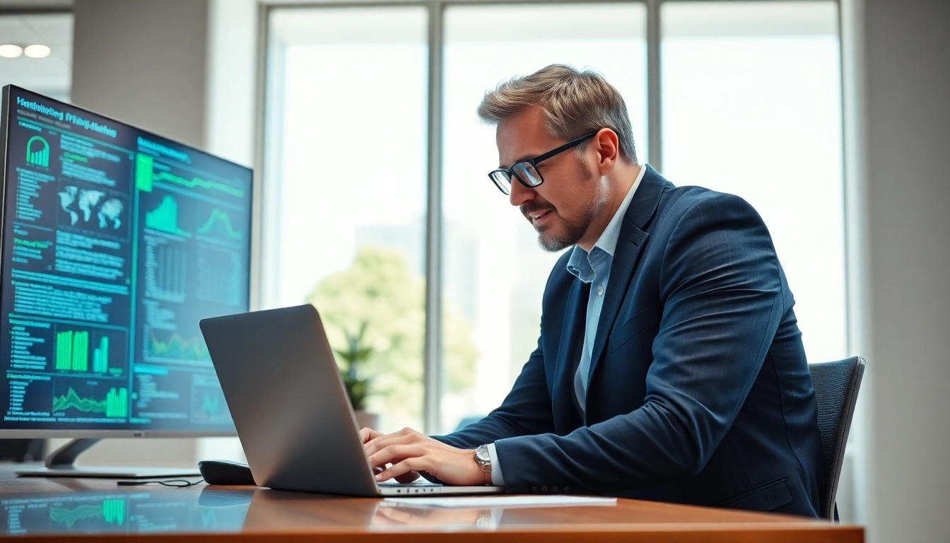 Headhunter IT bei der Arbeit in einem modernen Büro, konzentriert auf Recruiting und Talentanforderungen.