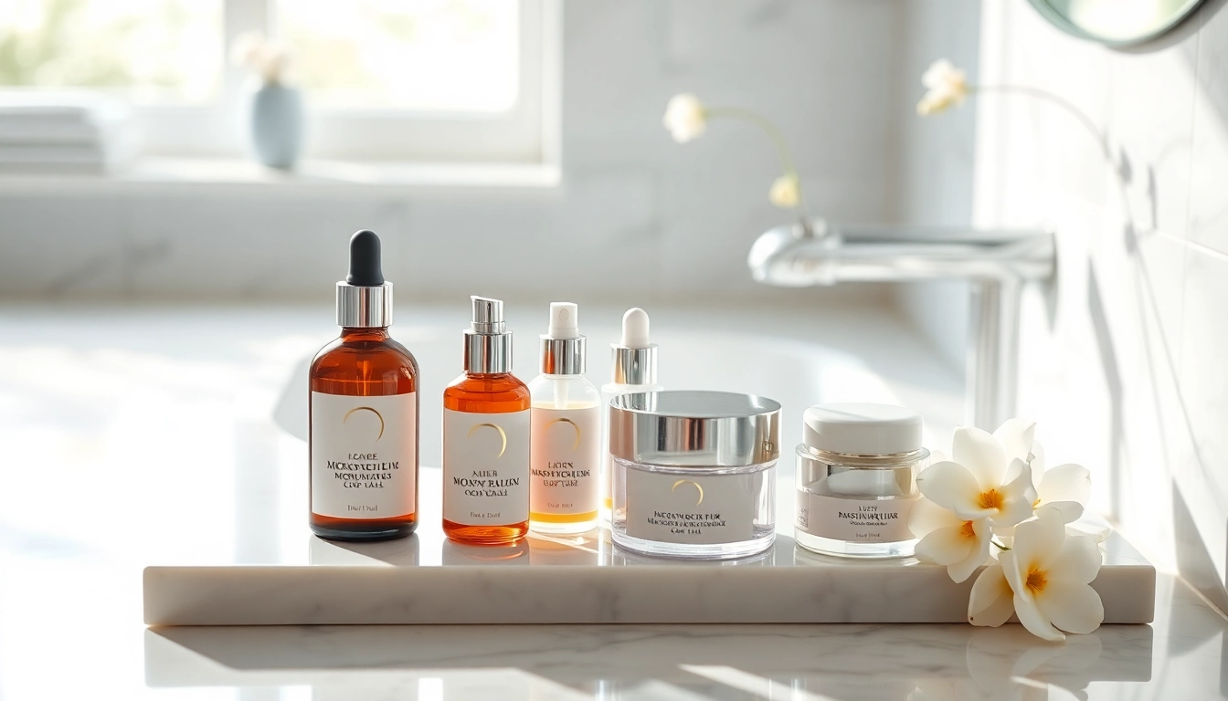Entdecken Sie hochwertige Gesichtspflege online kaufen mit luxuriösen Produkten auf einem stilvollen Badetisch.