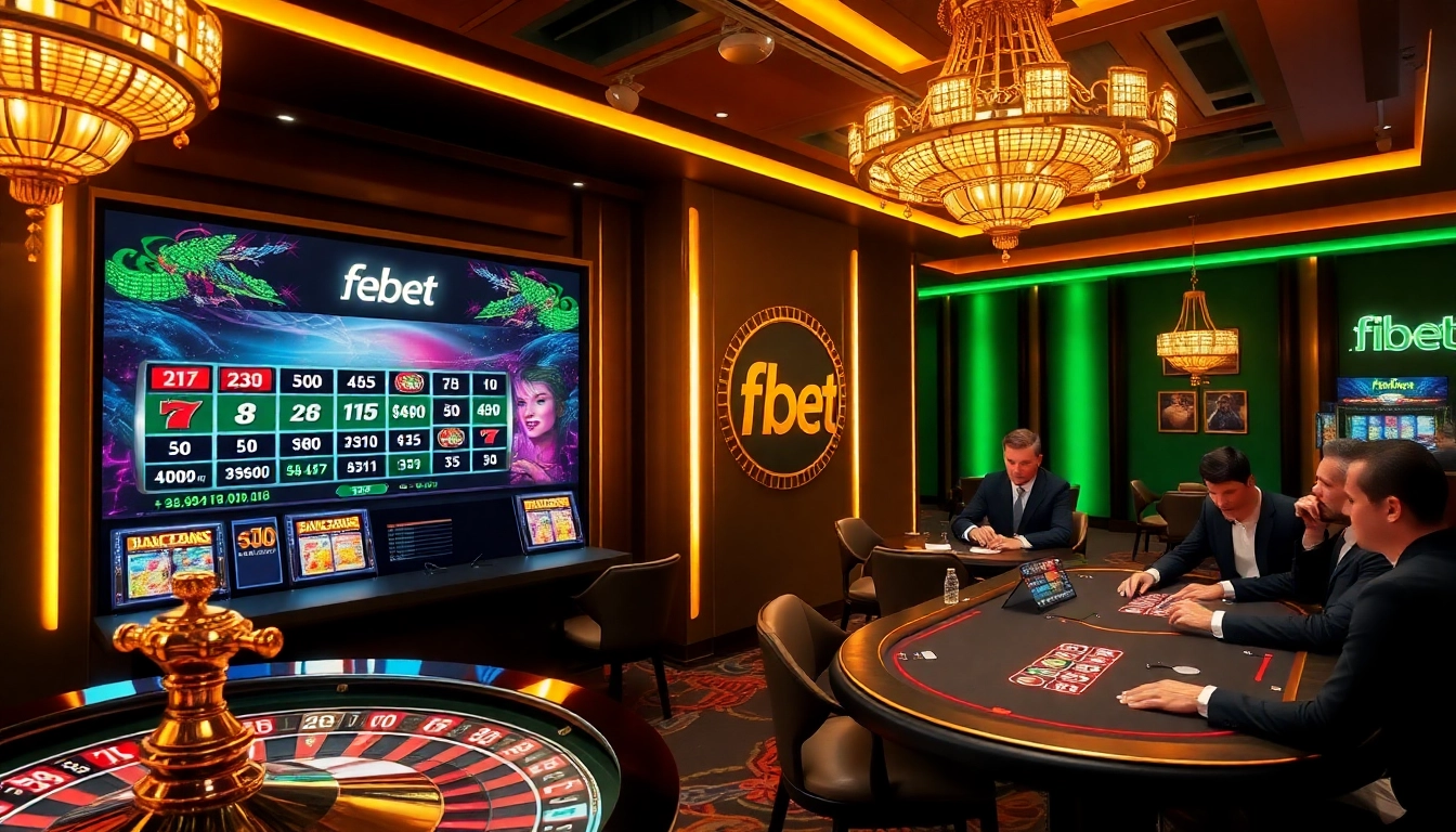 Experience the excitement of febet with professional gamblers at a vibrant casino table.