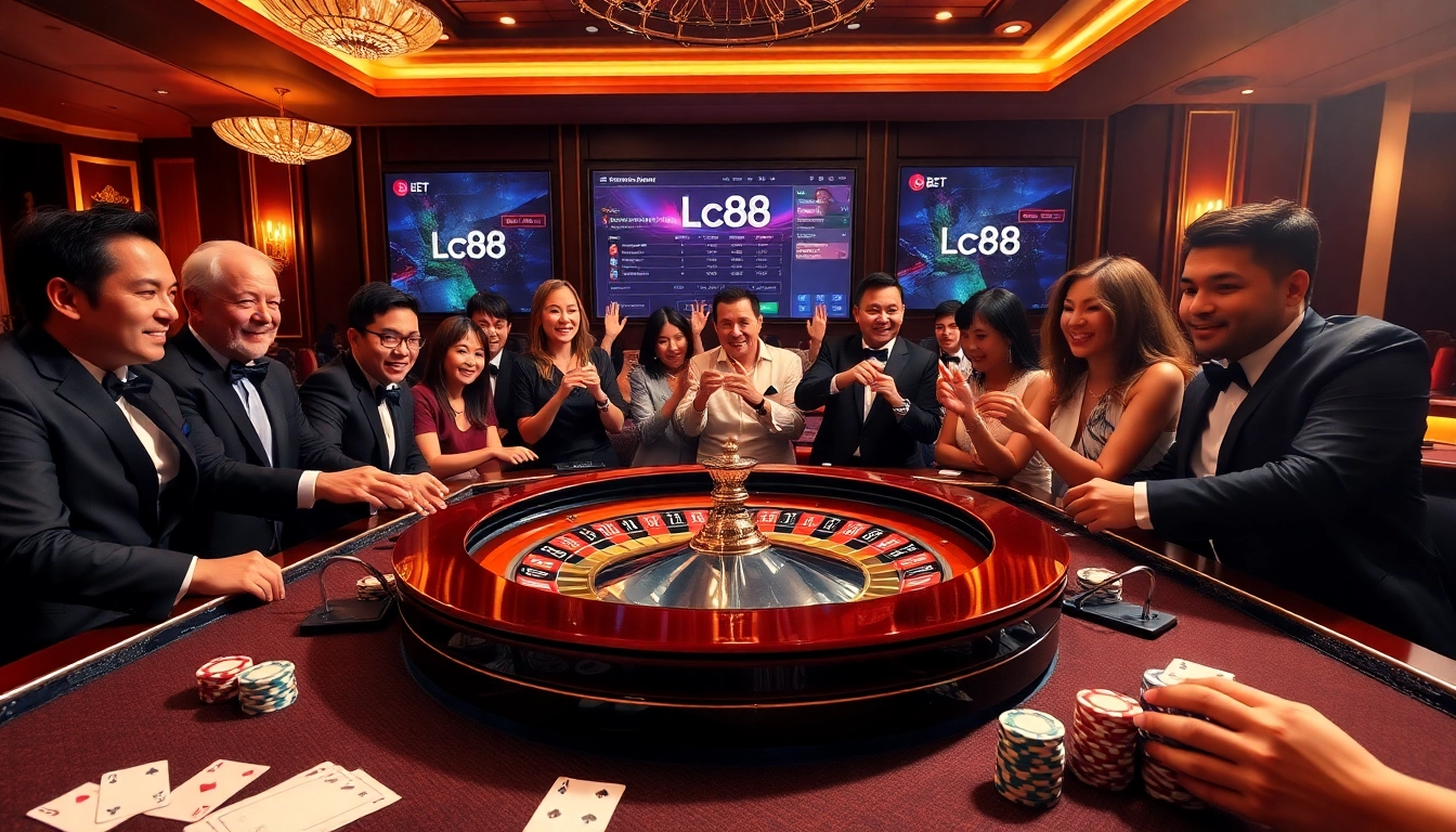 Experience the excitement of lc88 bet at a luxurious casino table with enthusiastic players.