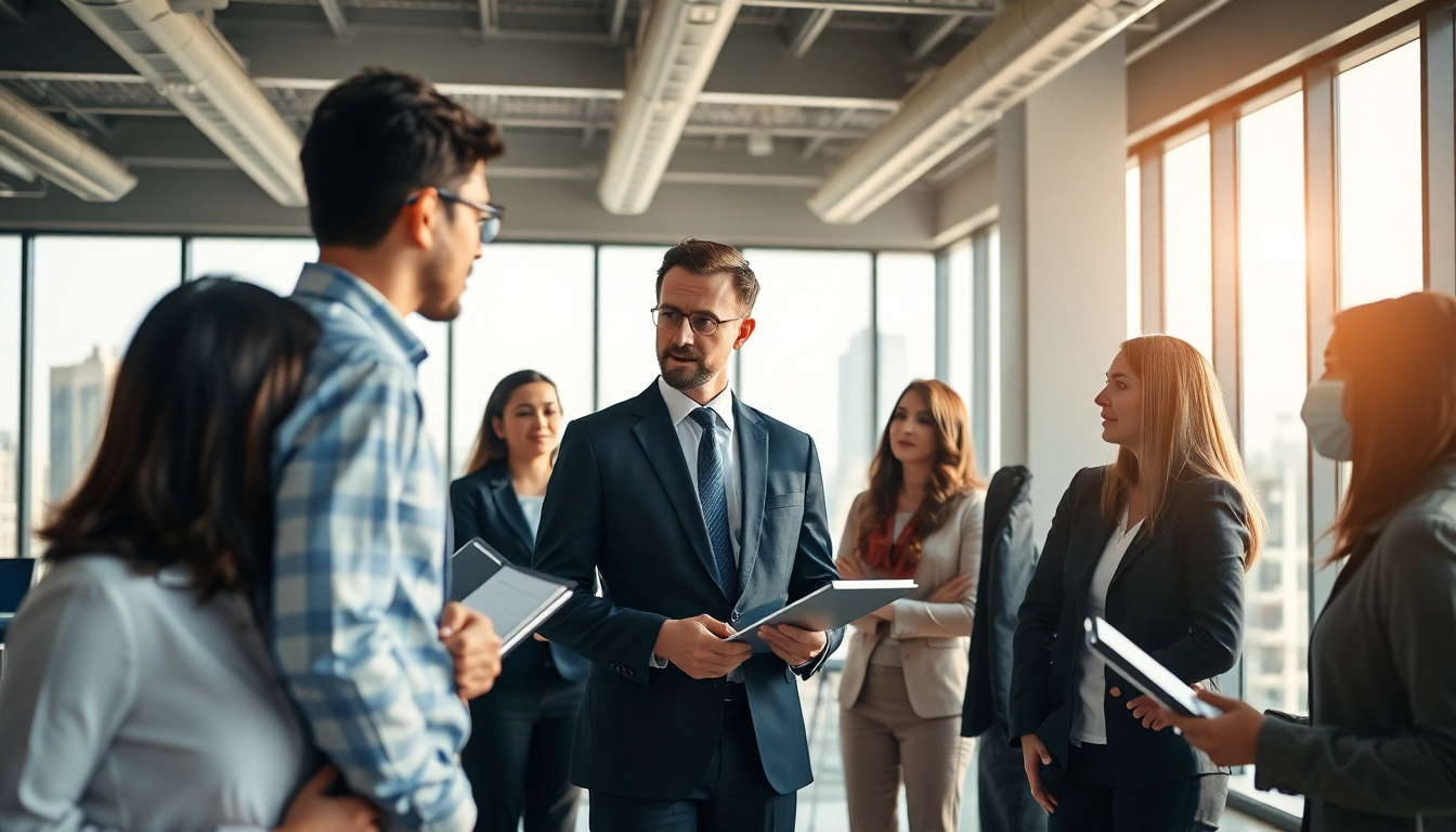 Headhunter Schweiz führt ein Interview mit einem Kandidaten in einem modernen Büro.