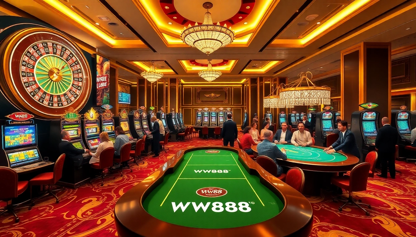 Experience the thrill of WW88 casino with diverse games and engaging players in a luxurious setting.