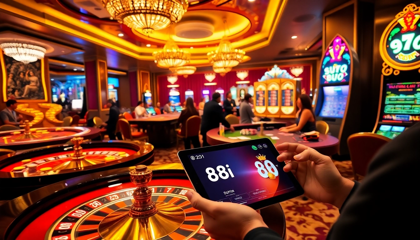 Experience 88i gaming excitement at vibrant casino tables and slot machines.
