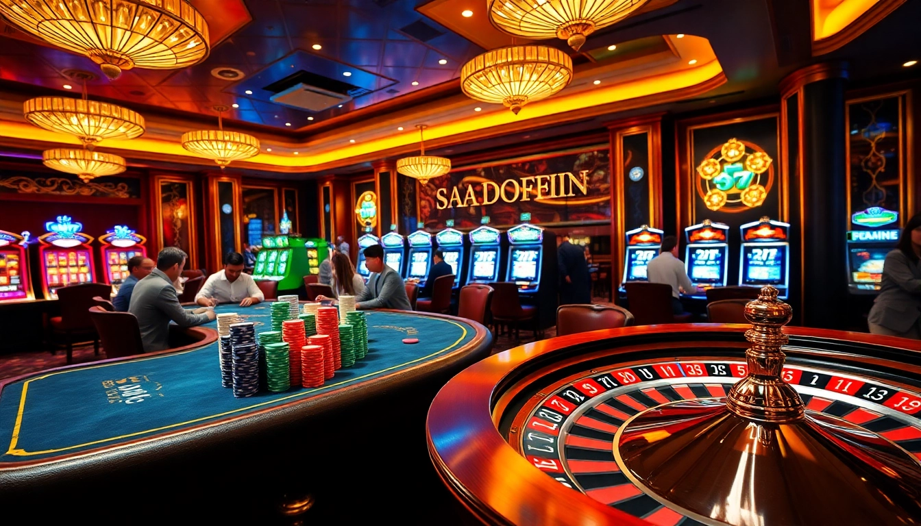 Sao789 players celebrating wins at a vibrant casino poker table with thrilling atmosphere.